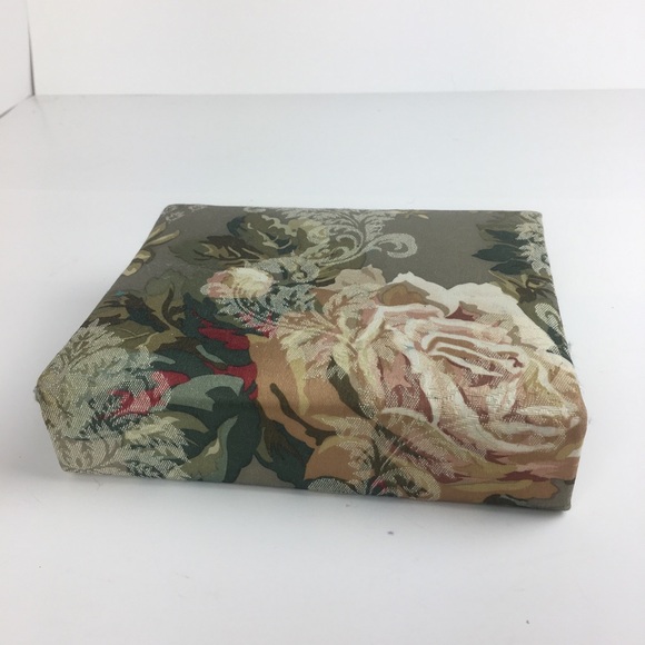 Floral Jacquard Fabric Covered Box Green Ivory Roses Book - Picture 9 of 11